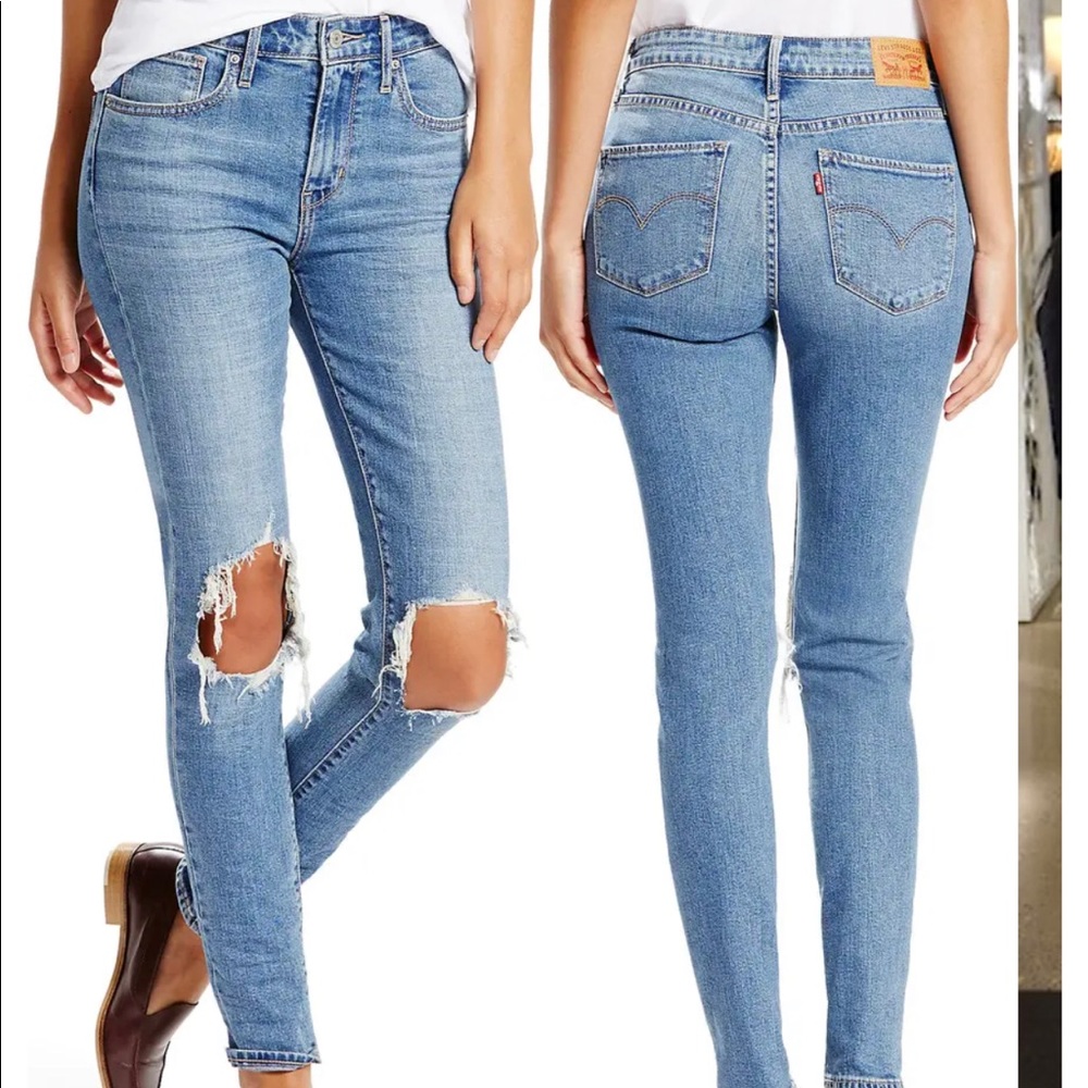 Levi’s 721 High Rise Skinny (Distressed) - Size 27